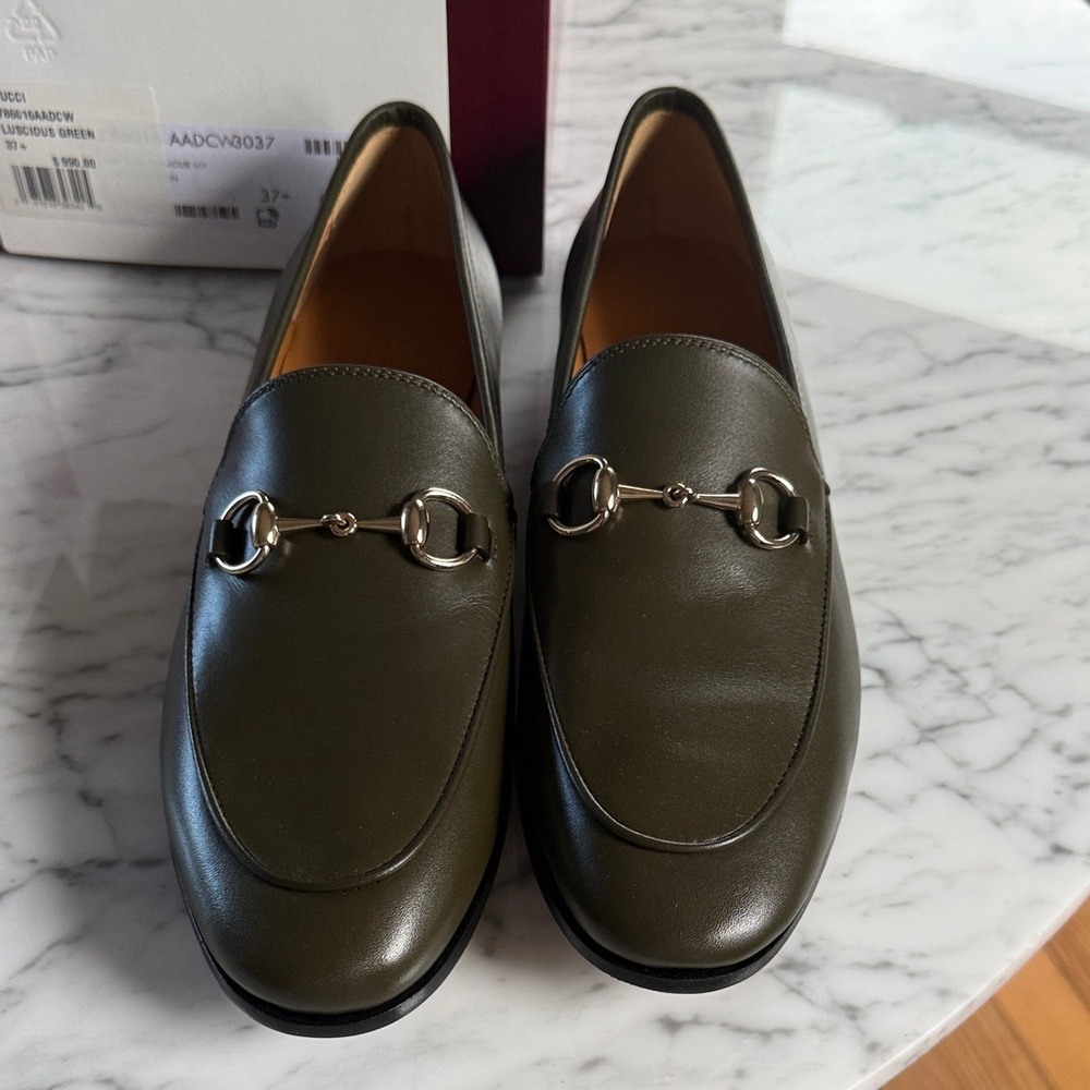 Gucci Olive Leather Loafers